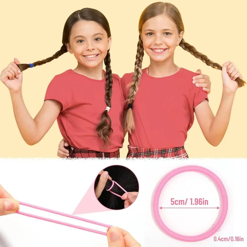 Women's 200 Pcs Multicolor Hair Ties Elastics Ponytail Bands Thick Curly Hair